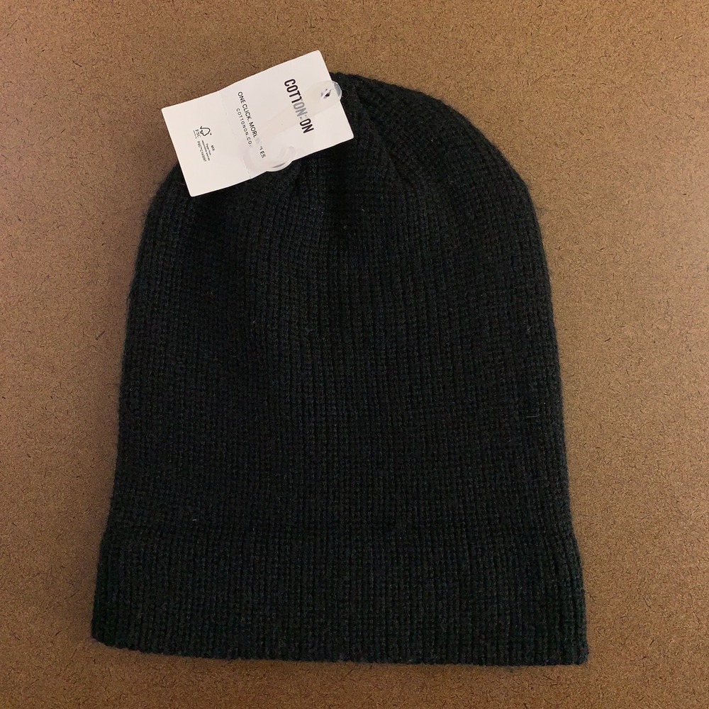 Cotton On Adult One Size Black Heavy Knit Beanie NWT